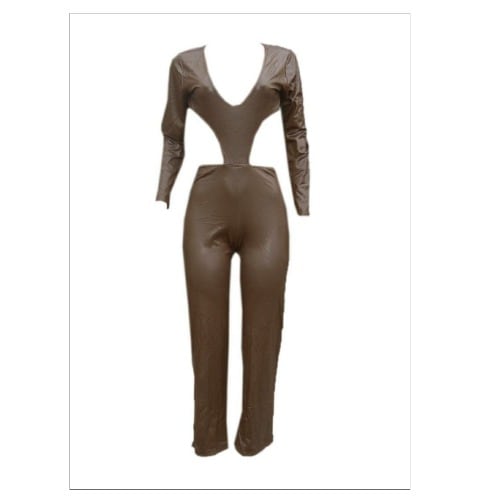 Emfed AA Celadon Metallic Cutout Jumpsuit - Brown