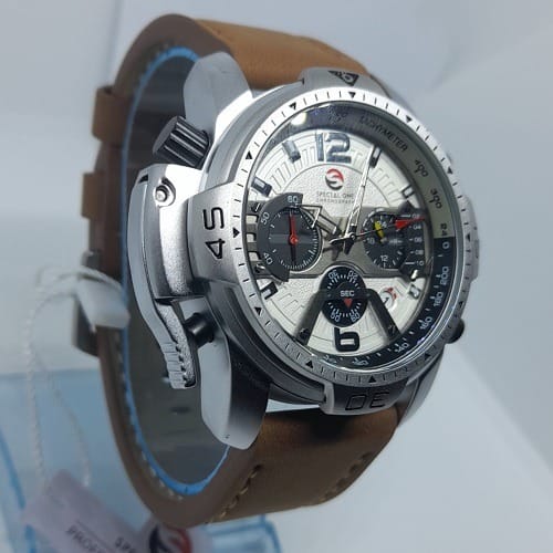 Time Leader Chronograph Leather Watch -  Brown