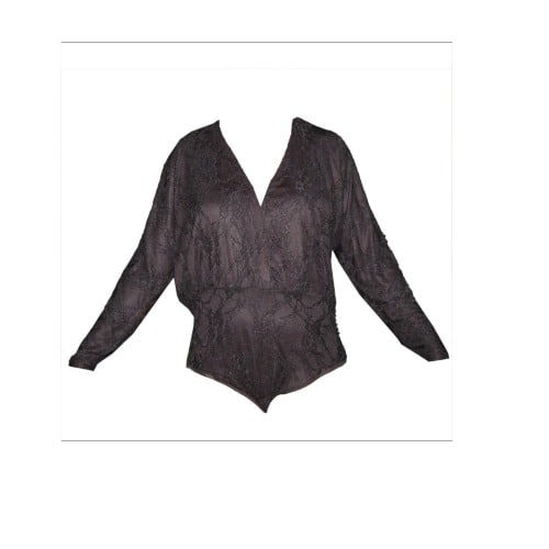 Emfed Wrap Front Lace Bodysuit - Black