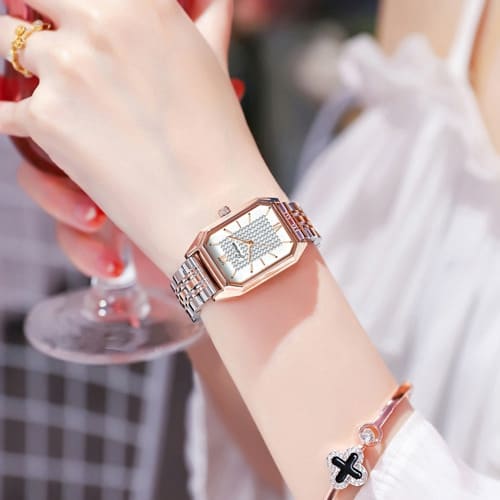 Women Two Tone Square Dial Watch