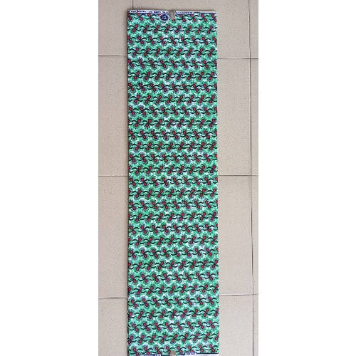 Non-bleeding Guaranteed Ankara With Tiny Red Ribbons Design - 6yards - Green