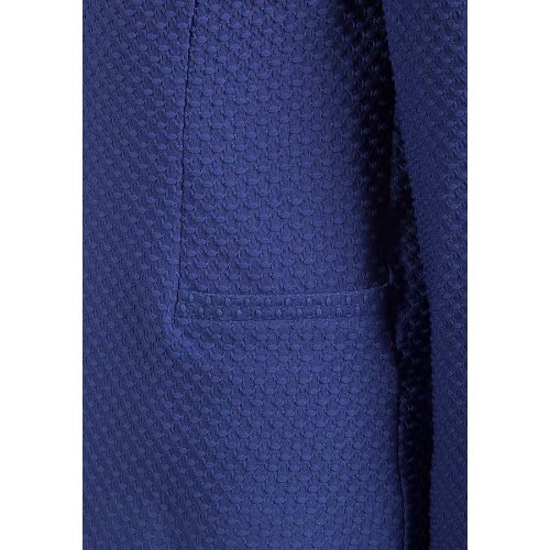 Ladies Step Collar Textured Blue Long Sleeve  Blazer