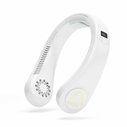 Rechargeable Neck Fan with Air Conditioner Cooling Plate - 4000mAh - White