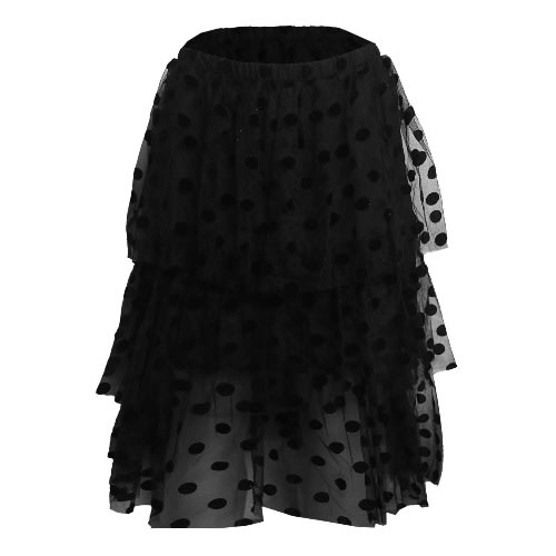 Spot Tulle Midi Skirt - Black