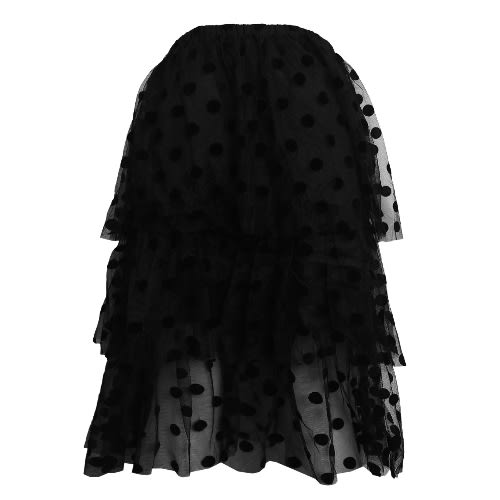 Spot Tulle Midi Skirt - Black