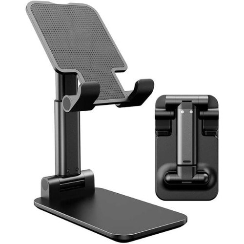 Foldable Desktop Mobile Phone Holder Stand-black