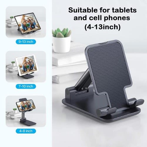 Foldable Desktop Mobile Phone Holder Stand-black