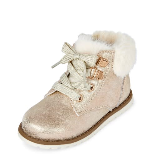 Girls Gold Lace-up Boot
