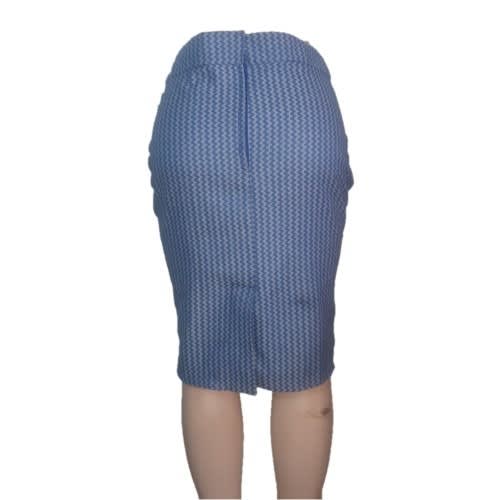 Chevron Patterned Pencil Skirt- Blue