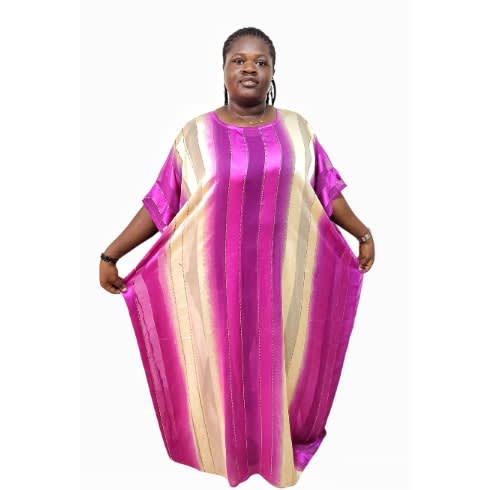 Purple/cream Stripe Stoned Boubou
