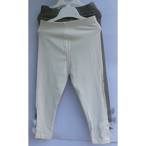 2 Pack Assorted Leggings - Cream & Army Green