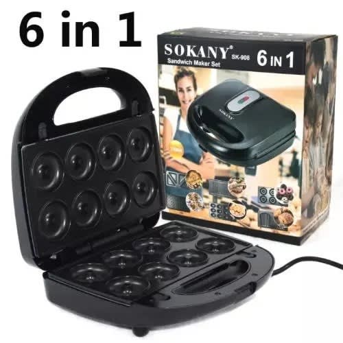 6 In 1 Multifunctional Sandwich Maker + Grill + Waffle Maker Donut - 750W