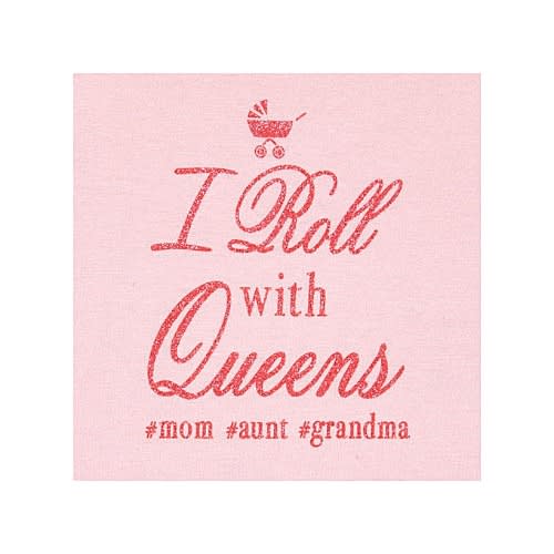 Baby Girls I Roll With Queen Glitter Graphic Bodysuit- Blush Pink