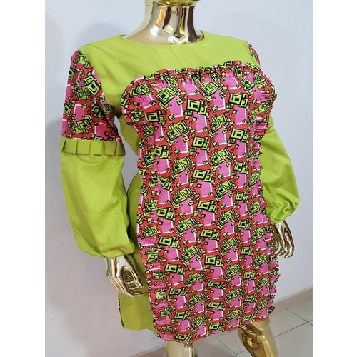 Front Frill Half Bishop Long Sleeve Dress