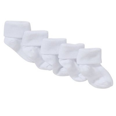 Fold Over Baby Socks - White - Pack Of 5