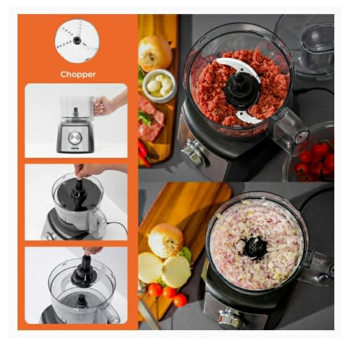 Compact Food Processor & Blender With 2 Speed & Pulse Control - 1200W