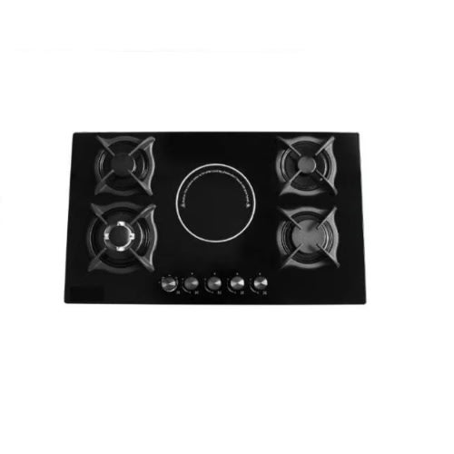 4 Burner + 1 Hot Plate Inbuilt Hob Glass Gas Cooker - Pv-90g4e1b - 87cm x 57cm