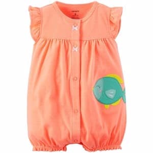 Baby Girls 1-Piece Appilque Snap-up Romper