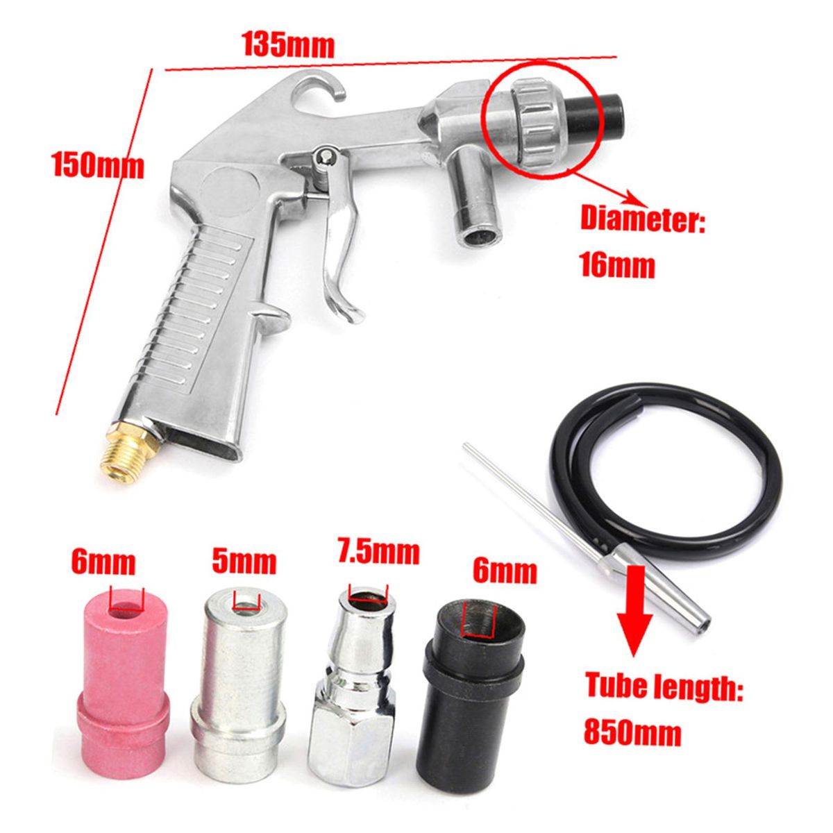 Air Sandblaster + Tube +  Connector + Mouth + Nozzles Sandblasting Tools Kit