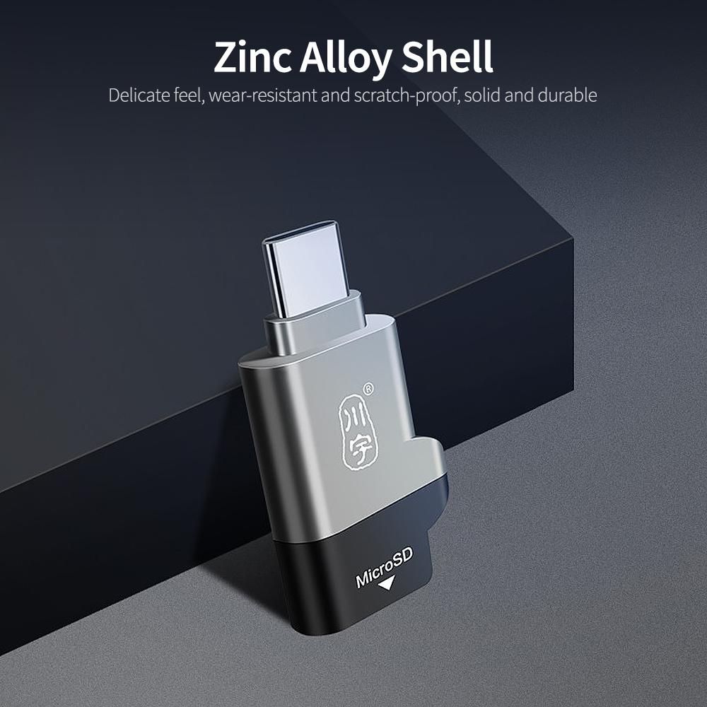 kawau C356 Portable USB3.1 Type-C Card Reader High-speed Transmission Zinc Alloy Shell TF Card Slot for Type-C Devices
