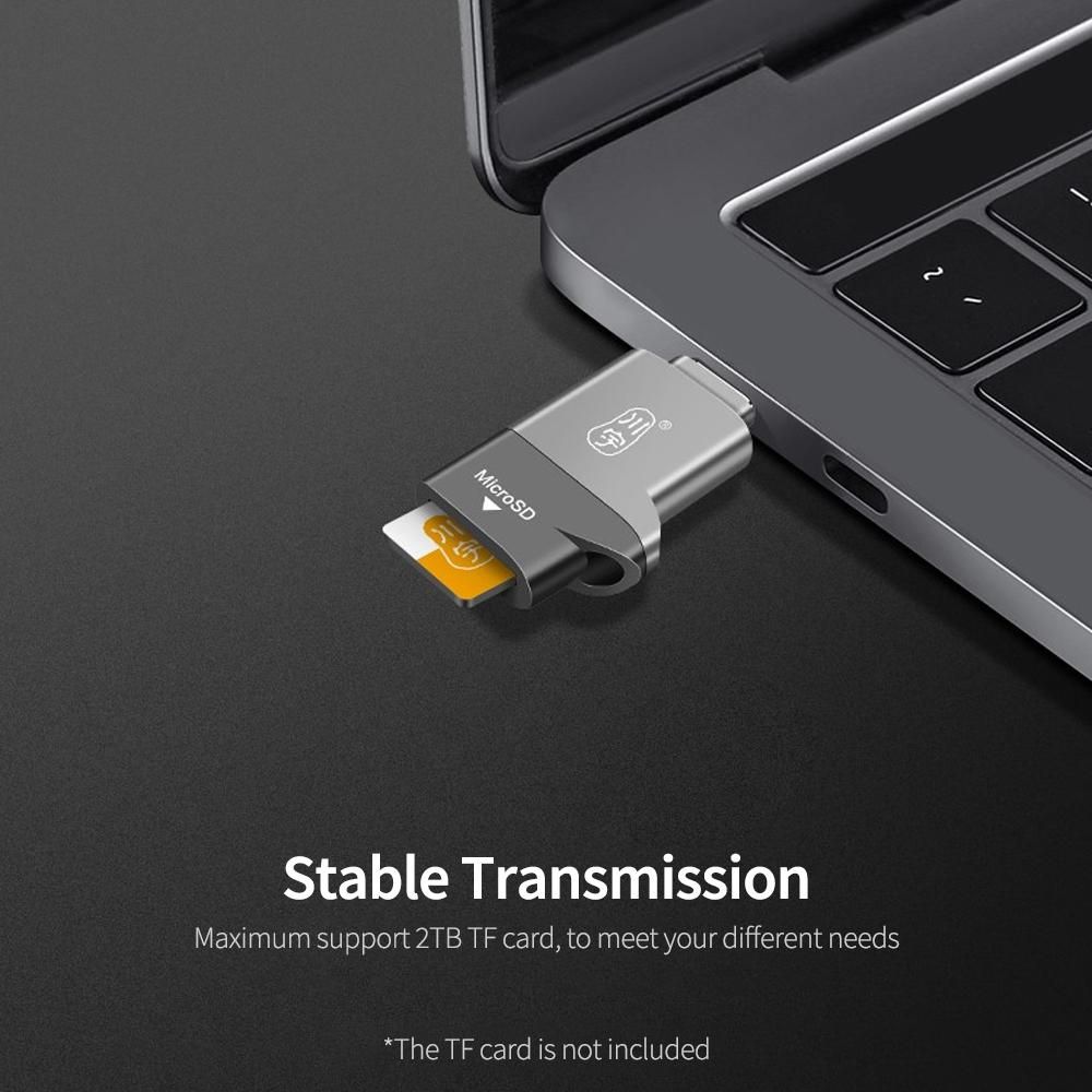 kawau C356 Portable USB3.1 Type-C Card Reader High-speed Transmission Zinc Alloy Shell TF Card Slot for Type-C Devices