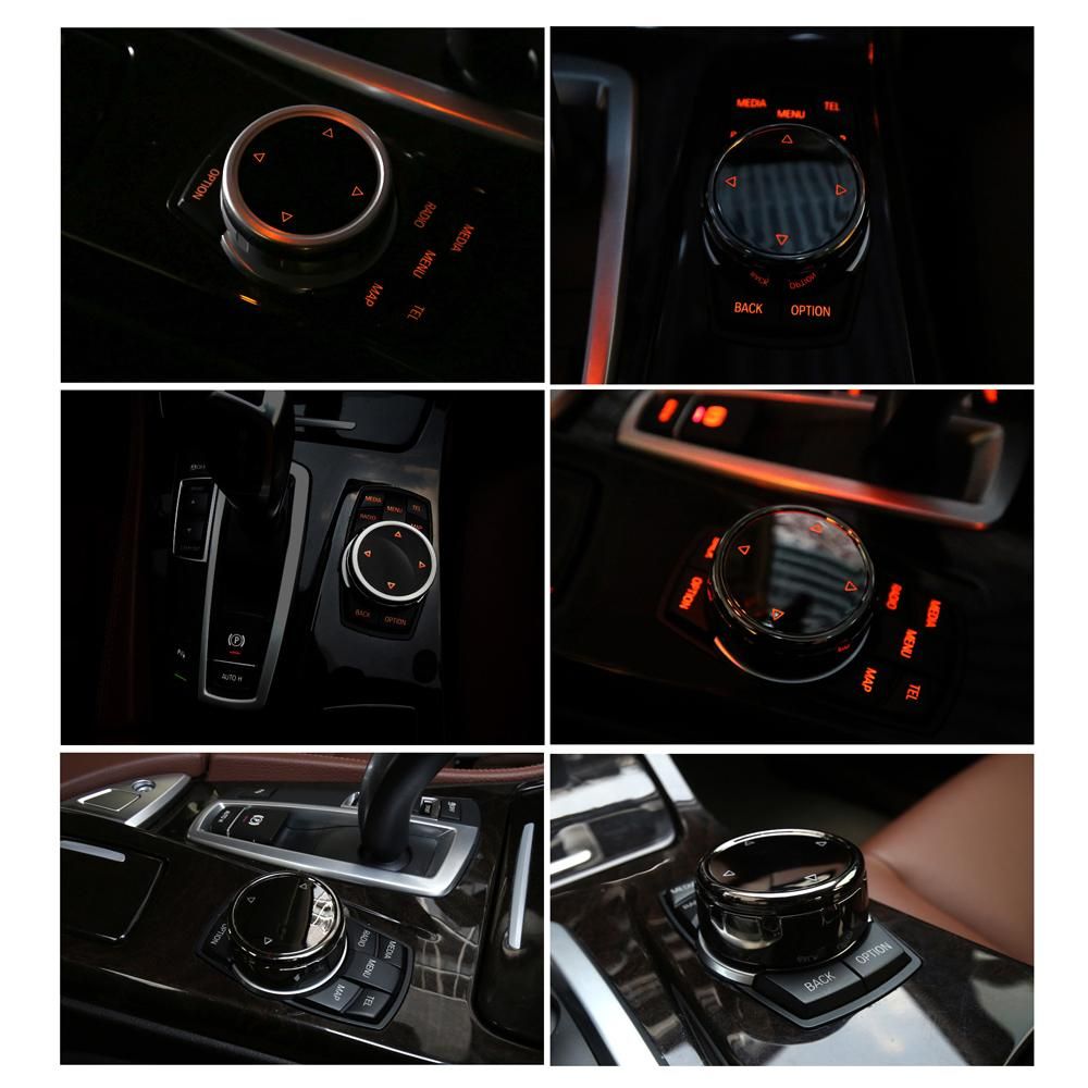 Multi-Media Knob Trim Cover Central Control Switch Button Decorative Cap Replacement for F10 F30 3-Series 5-Series X3 X5