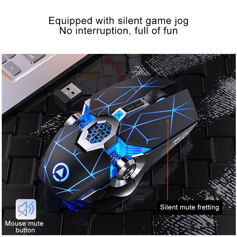 YINDIAO A7 3-modes Adjustable 7-keys Rechargeable RGB Light Wireless Silent Gaming Mouse (Black)