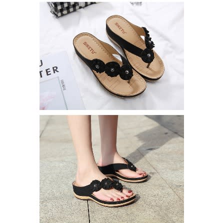 Triple Flower Fully Padded Casual Slippers