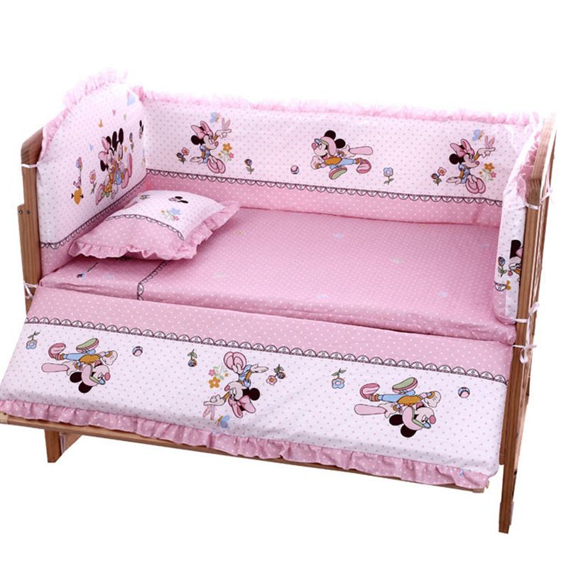 5pcs/set Cartoon Animated Crib Bed Bumper For Newborns Bed