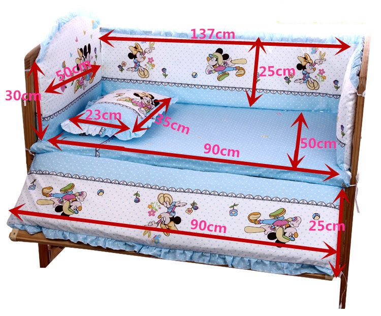 5pcs/set Cartoon Animated Crib Bed Bumper For Newborns Bed