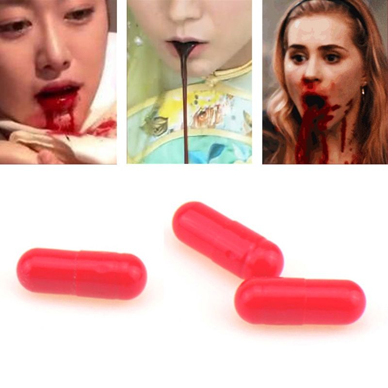 3Pcs Realistic Fake Blood Pills Vampire Capsules Horror Scary Funny Trick Toys Halloween April Fools Day Party Props Adults HOT 1set 3pcs