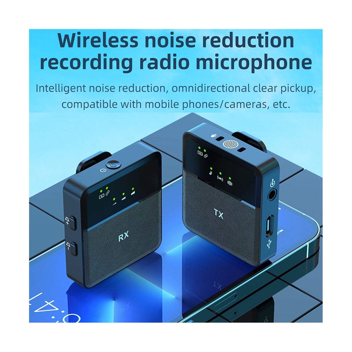 Wireless Lavalier Microphone System Transmitters+Receiver Clip on Mic with TRS&TRRS Audio Cable for Smartphone Camera
