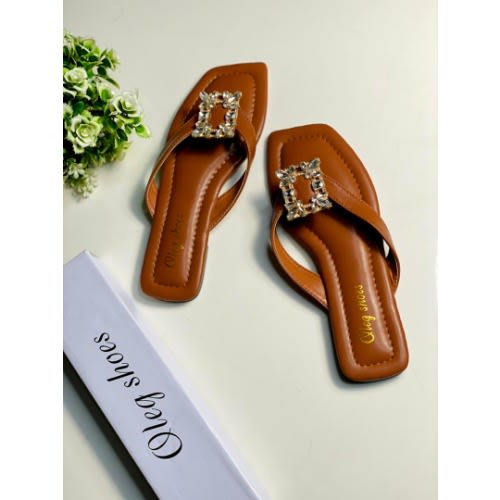 Oleg Flat Slippers - Brown