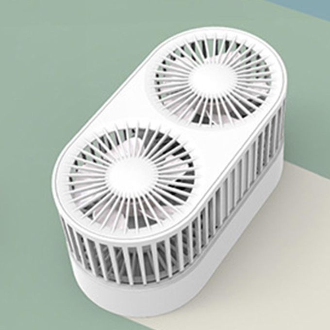 Folding Desktop Fan Dual Fan Rechargeable Mini Desktop Table White