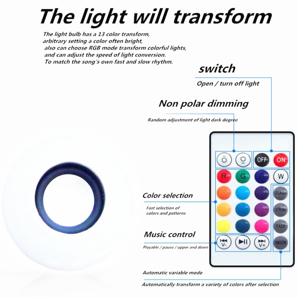Wireless Bluetooth4.0 Speaker Smart LED Bulb Music Player Colorful
