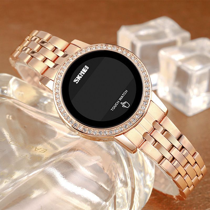 Women LED Touch Diamond Waterproof Wrist Date Time Wristwatch