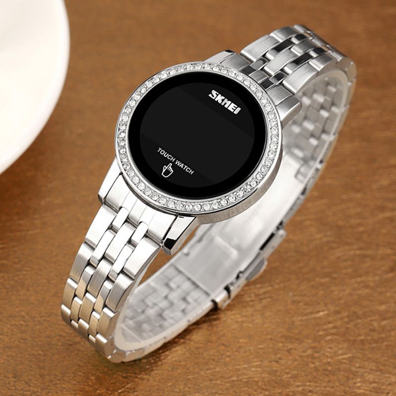 Women LED Touch Diamond Waterproof Wrist Date Time Wristwatch