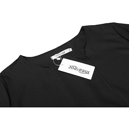 Women Long Sleeve Self Tie Hem Solid Casual Pullover Blouse-Black