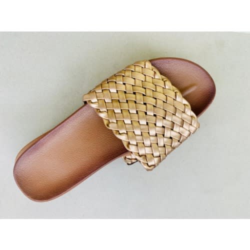 Women's Flat Slippers - Basket Design - Brown