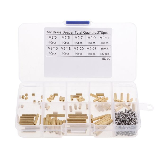 270Pcs M2 Male To Female Brass PCB Standoff Screw Nut Assortment Kit