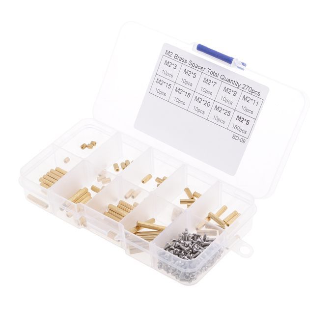 270Pcs M2 Male To Female Brass PCB Standoff Screw Nut Assortment Kit