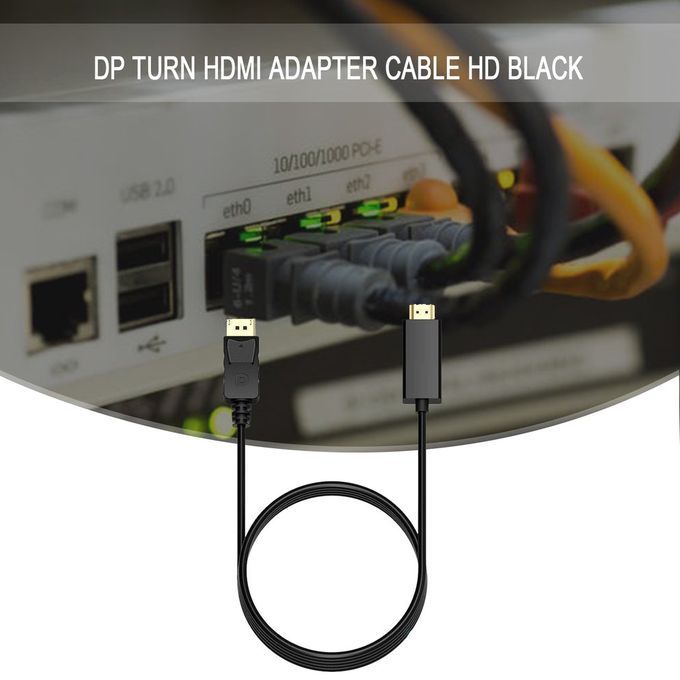 1.8M Display Port DP Male To HDMI Cable Adapter 4K Laptop PC HD TV Cable