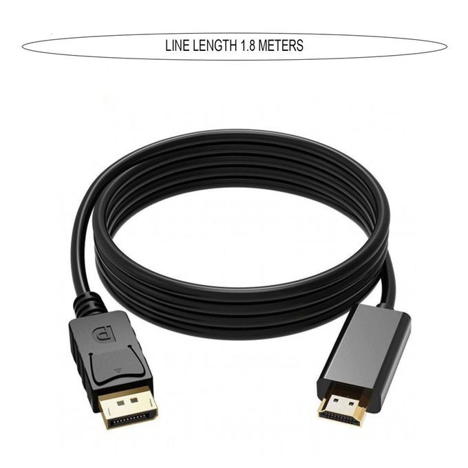 1.8M Display Port DP Male To HDMI Cable Adapter 4K Laptop PC HD TV Cable