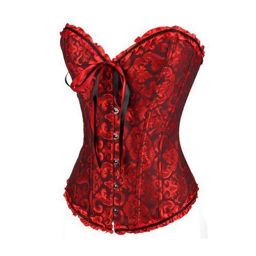 Dark Red Corset Top Waist Cinchers Shaper Lace Women Steampunk Sexy Plus Size