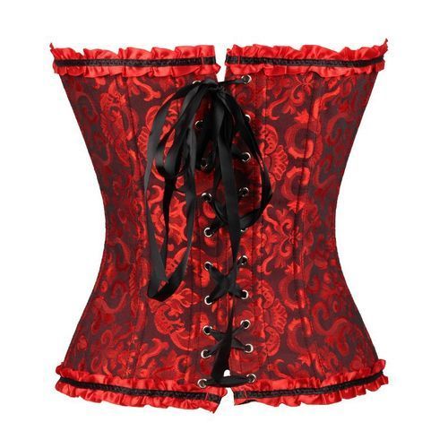 Dark Red Corset Top Waist Cinchers Shaper Lace Women Steampunk Sexy Plus Size