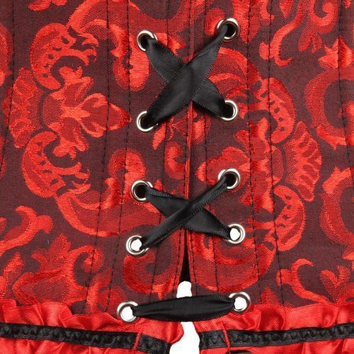 Dark Red Corset Top Waist Cinchers Shaper Lace Women Steampunk Sexy Plus Size