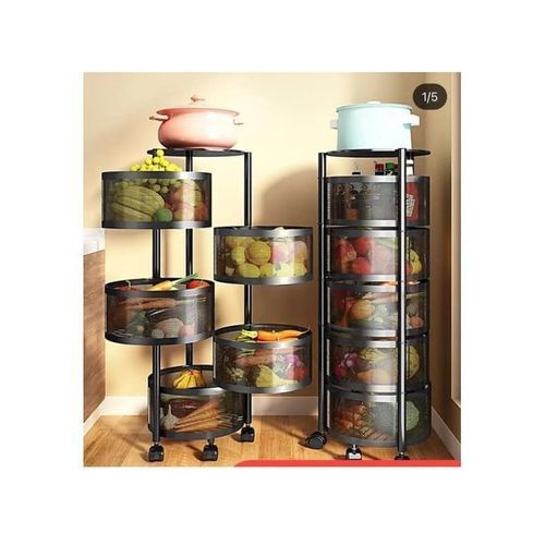 5 Rotary Fruit & Vegetables Trolley Rack With Wheels