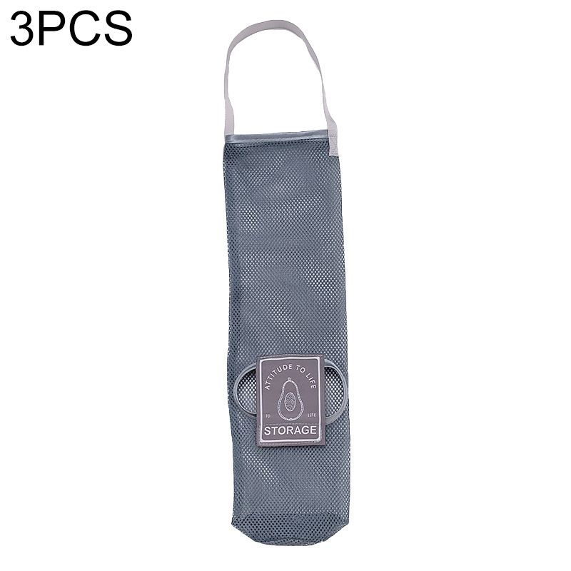 3 PCS Sundries Mesh Storage Bag, Colour: Gray (Small)