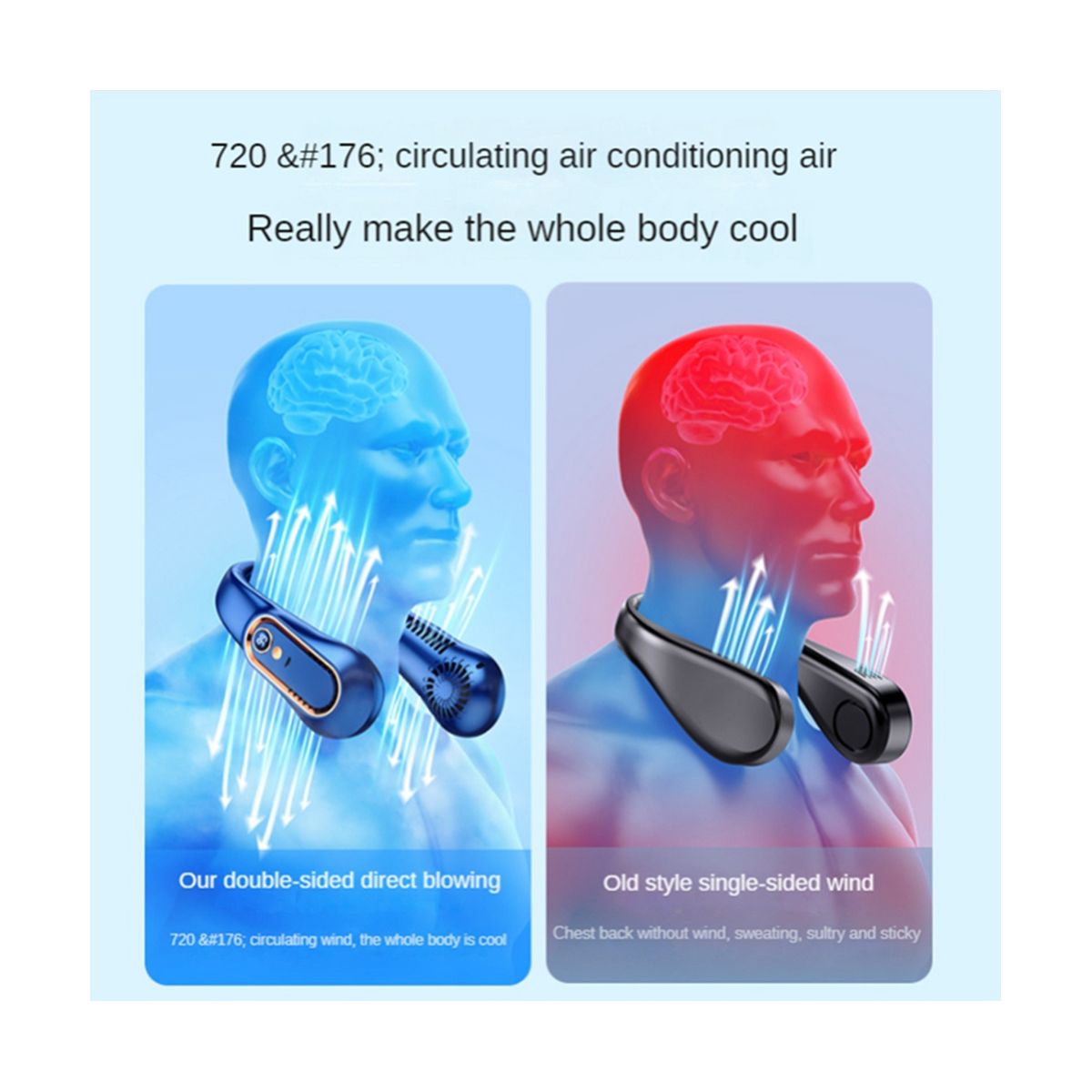 USB Charging Electric Fan Hanging Wireless Neck FAN Portable Air Cooler Electric Fans less Rechargeable Mute FansB
