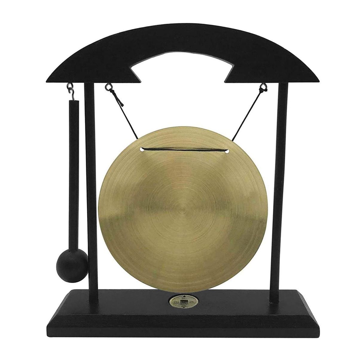 Mini Desktop Gong Table Wind Chime Percussion Instruments with Mallet for Home Decor Housewarming Gift - Dragon with Taiji Symbols Double Dragon